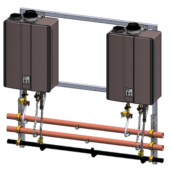 Rinnai 2-Unit Free Standing Inline Wall Mount Rack (On 3-Unit Frame)  TRS23ILWIN | Zoro