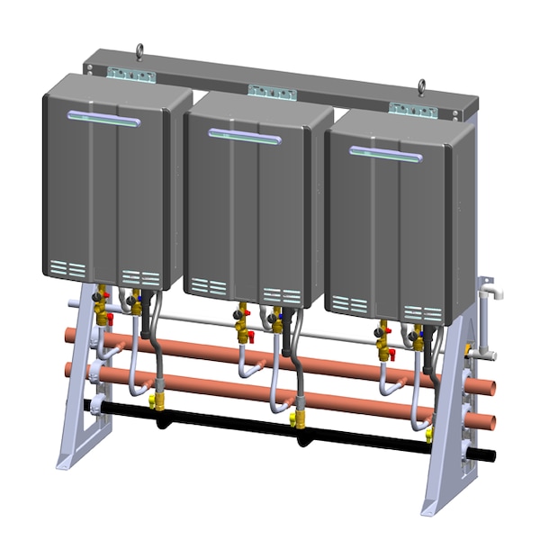 Rinnai 2-Unit Free Standing Inline Wall Mount Rack (On 3-Unit Frame)  TRS23ILWEN | Zoro