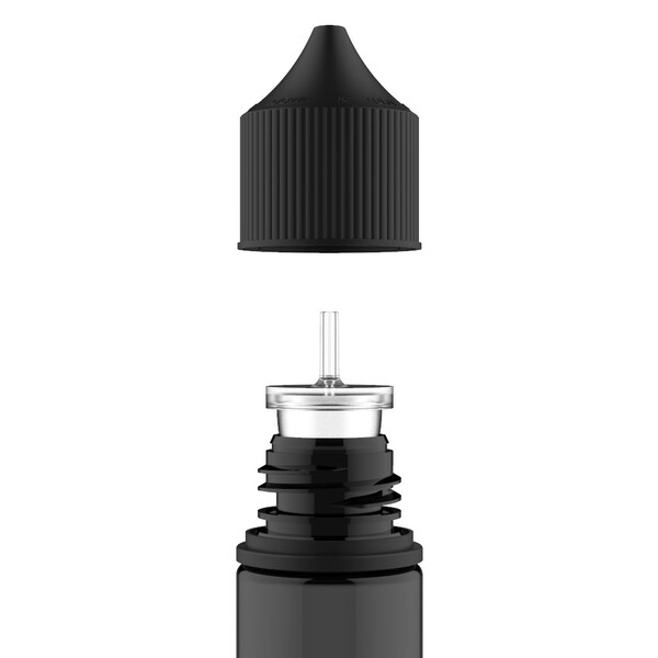Tricorbraun 50 Ml Pet Cylinder Transparent Black, Round, Nozzle, Opaque Black Crc/Te Cap W/Breakaway Band 137655 - main