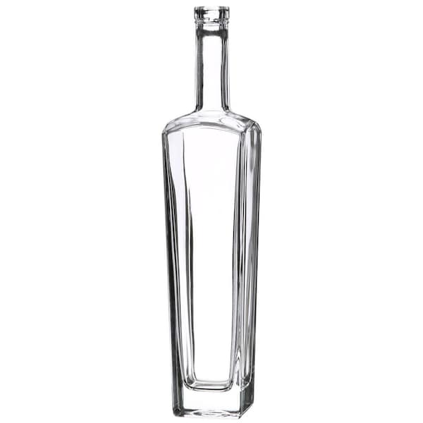 Tricorbraun 750 ml Clear Glass Square New Yorker Liquor Bottle- 18.5 mm Bar Top Neck Finish 083786 - main