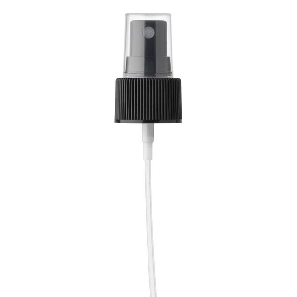 Tricorbraun 24-410 P/P Fine Mist Sprayer Black Ribbed .12Ml-.14Ml, 4.375 Inch Dip Tube Clear P/P Hood 141036 - main