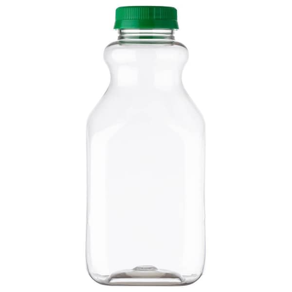 Tricorbraun 32 Oz Pet Pinch Clear, Square, 43Tamper Evident , Juice, W/ Green P/P Tamper Evident Closure 141688 - main