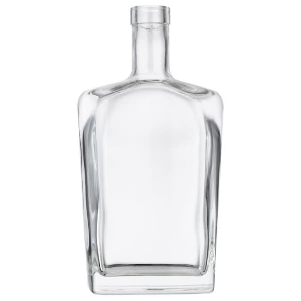 Tricorbraun 750 ml Glass Oblong Tapered New Amsterdam Liquor Bottle 21.5 mm Bar Top Neck Finish, Clear 140951 - main