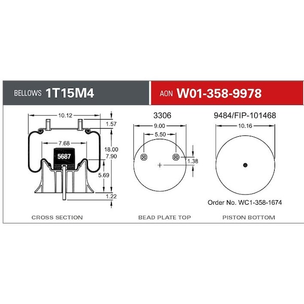 Firestone Air Spring - Rear, Air Suspension, W013589978 W013589978 | Zoro