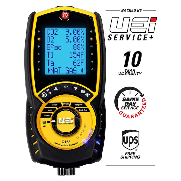 Uei Test Instruments RESIDENTIAL COMBUSTION ANALZYER WITH PRESSURE W/PRINTER C163KIT - main