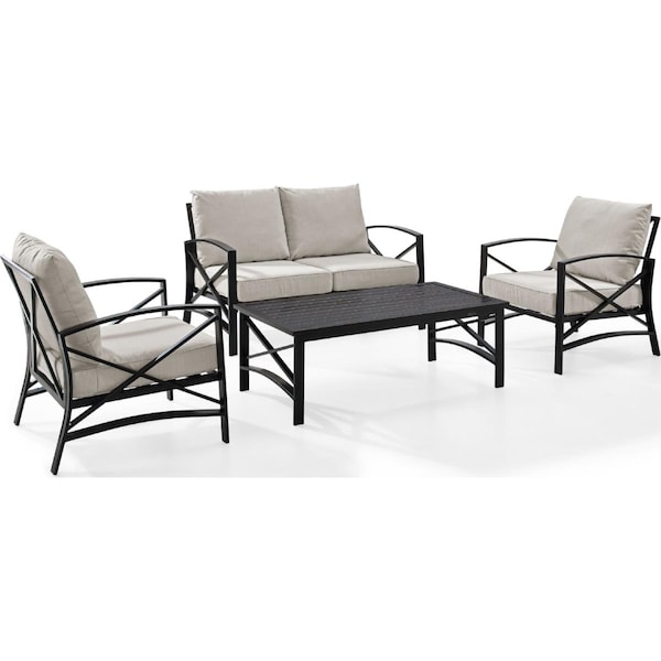 Crosley 4 Piece Kaplan Outdoor Seating Set with Oatmeal Cushion ...