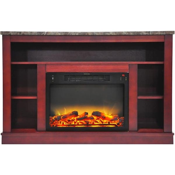 Cambridge Cambridge CAM5021-1CHRLG2 50 x 13.4 x 21 in. Fireplace Mantel  with Logs u0026 Grate Electric Insert; Cherry CAM5021-1CHRLG2 | Zoro