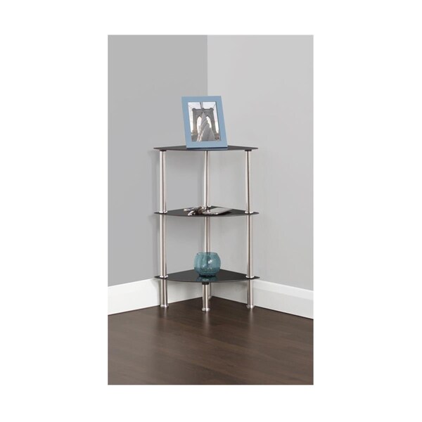 Seatsolutions Small 3 Tier Corner Shelving Unit - Chrome Effect & Black ...