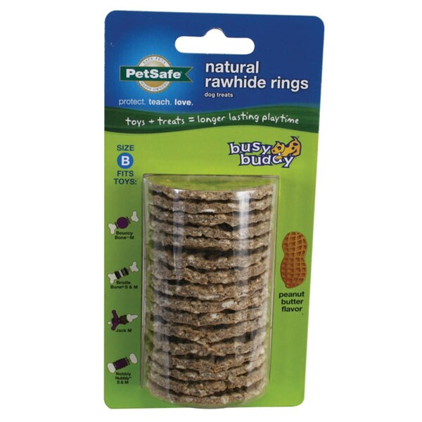 Pet Safe Busy Buddy Rawhide Rings, Peanut Butter - Large 536314 | Zoro