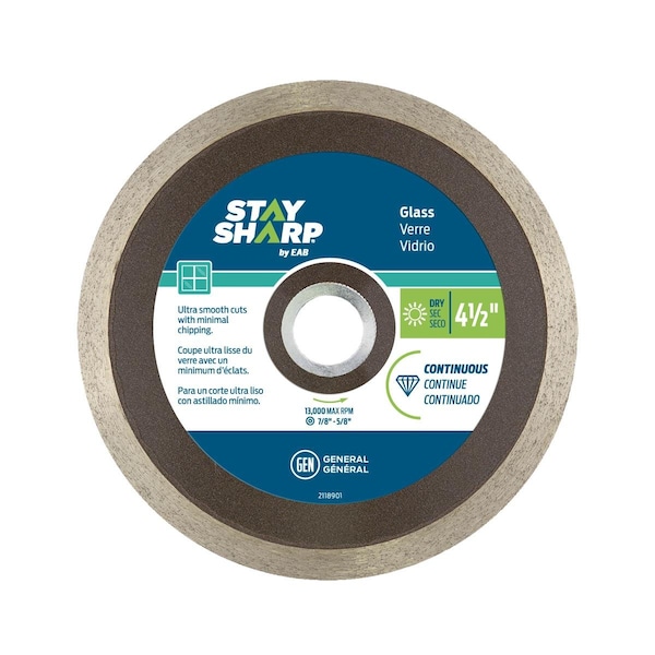 Sharp Can Rim Cut Stay Sharp 4.5 in. Continuous Rim Glass Bronze Diamond Blade ...
