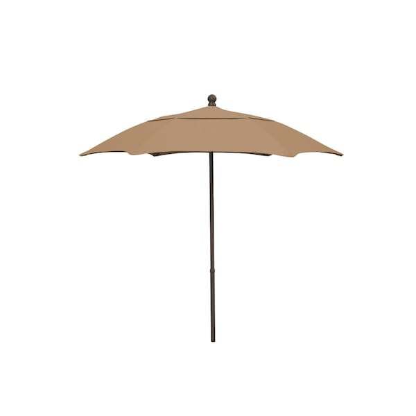 fiberbuilt champagne bronze patio umbrella base Fiberbuilt Home 7HPUCB-Beige 7.5 ft. Hex Patio Umbrella 6 Rib Push Up  Champagne Bronze with Beige Spun Poly Canopy