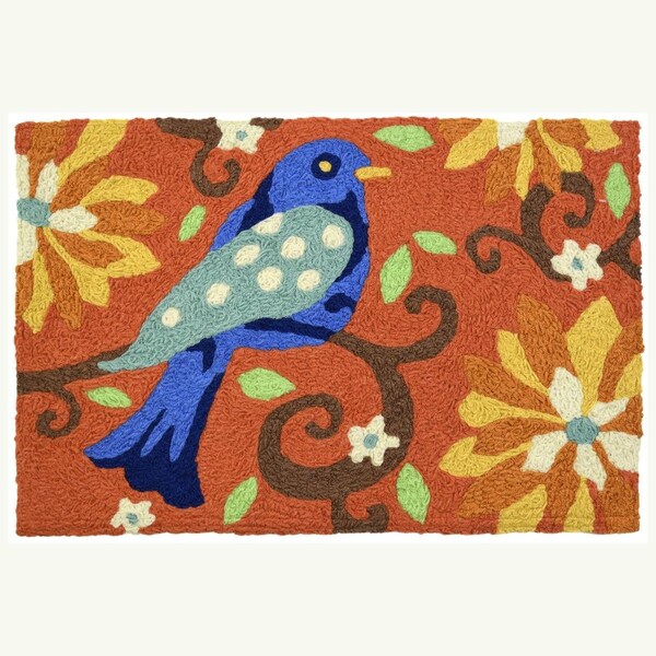 Bright Bird Rug Perspectiva 20 x 30 in. B.J.S Blue Bird Rectangle Rug Multi Color ...