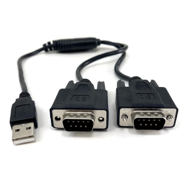 Micro Connectors 1 ft. USB 2.0 A-Male to Dual DB9-Male Serial Adapter ...