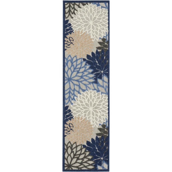 Palacedesigns 2 x 12 ft. Blue & Multi Color Large Floral Indoor ...