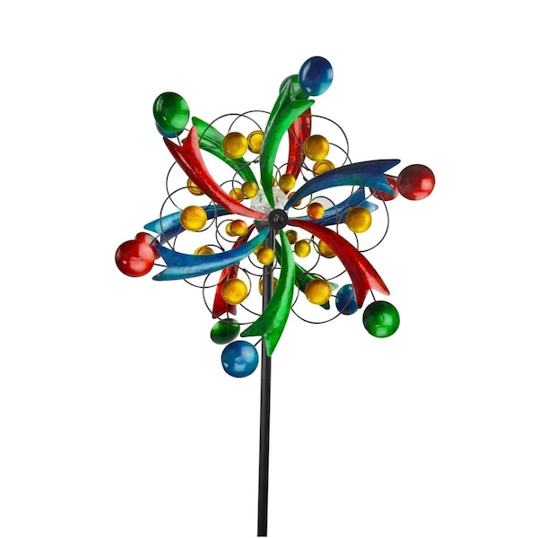 Red Carpet Studios 84 in. Solar Pinwheel with Cups Spinner Stake 34408 ...