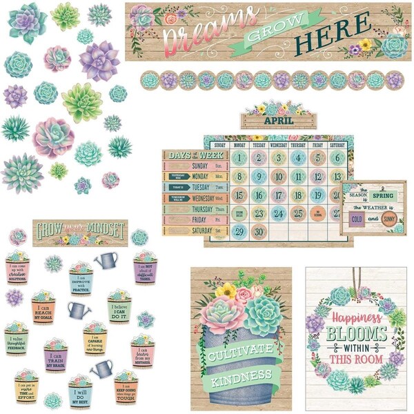 Teacher Created Resources Board Decorative Set - Rustic Bloom TE466287 ...