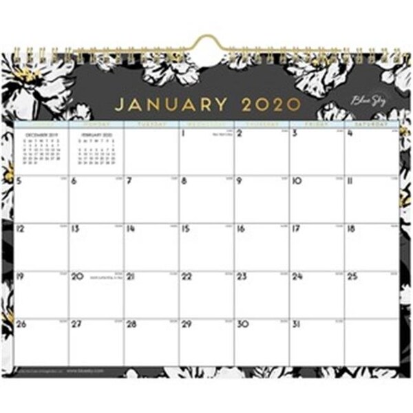 Blue Sky Herbal Inc Blue Sky 116052 11 x 8.75 in. Baccara Dark Floral  Monthly Wall Calendar; Black 116052 | Zoro
