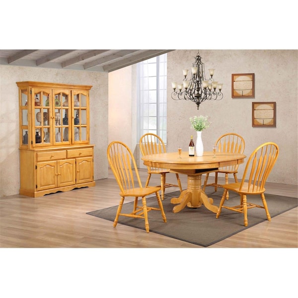 Fine-Line Pedestal Dining Table Set with China Cabinet Pieces