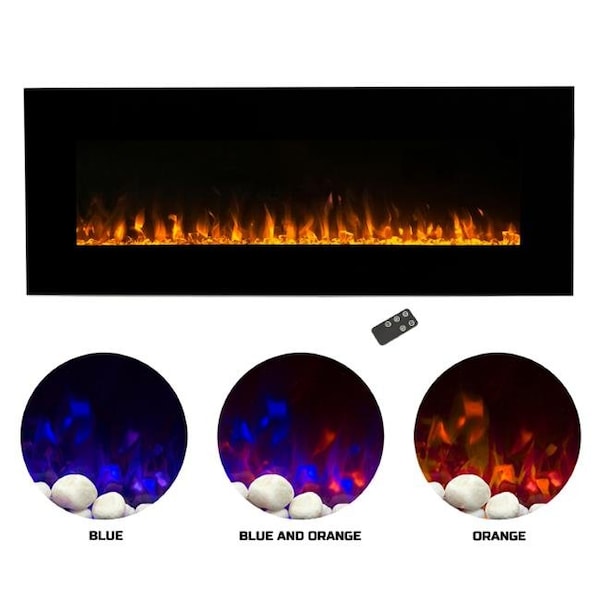 Northwest Northwest 80-2000A-54 54 in. Wall Mounted LED Fire u0026 Ice Flame  with Remote Electric Fireplace 80-2000A-54 | Zoro