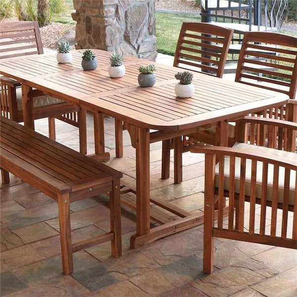Walker Edison Furniture WalkerEdison OWTEXBR Acacia Wood Patio