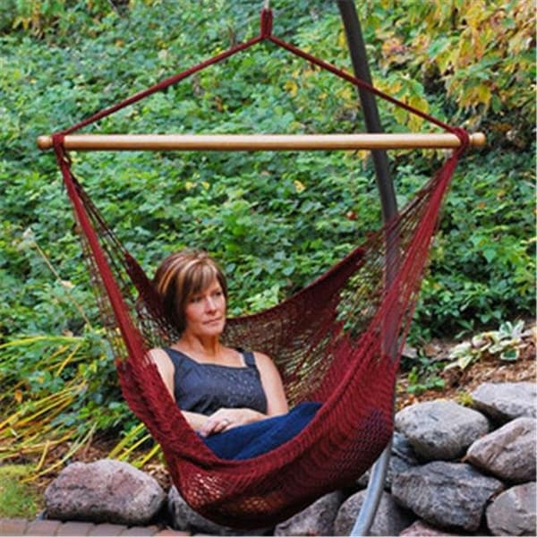 ALGOMA 4913N Hanging Caribbean Rope Hammock Chair, Blue Tan Hanging Caribbean Rope Chair - Algoma Net Company