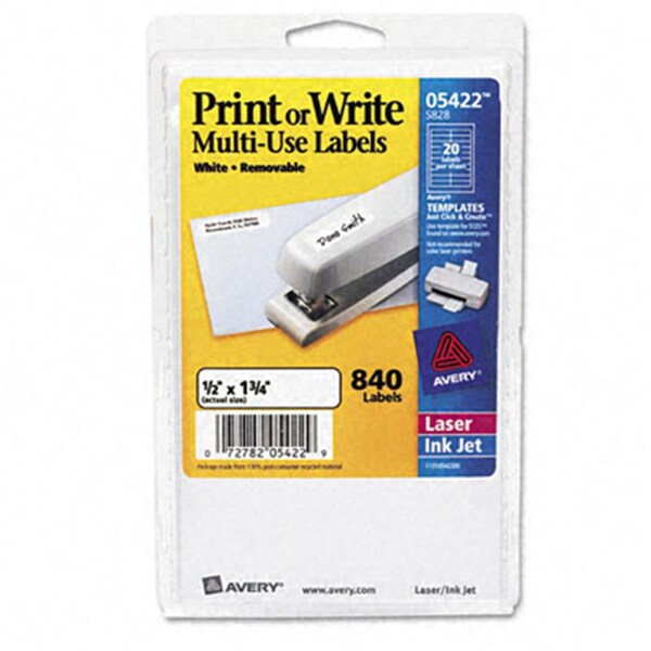 thumbnail image 2 of Avery 05440 Print Or Write Removable Multi-Use Labels, 1-1/2 X 3, White, 150/Pac 2 of 13