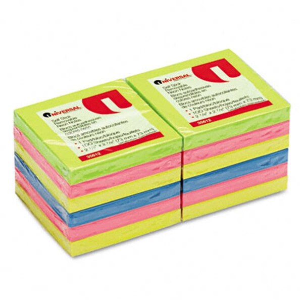 Universal Battery Universal Self-Stick Notes 3 x 3 Four Neon Colors 12 ...