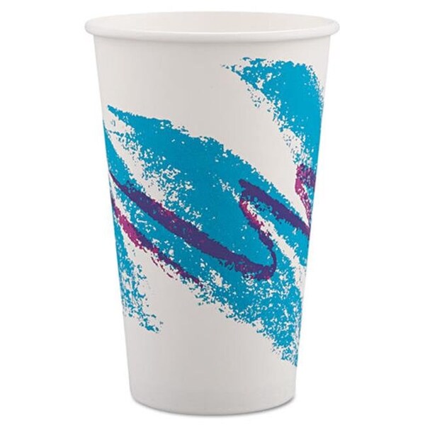 Solo Solo Cup 316JZJ Jazz Paper Hot Cups; 16 oz. Polycoated - White; Green;  Purple 316JZJ