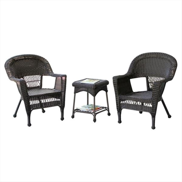 Jeco Jeco W00201_2-CES Piece Espresso Wicker Chair And End Table