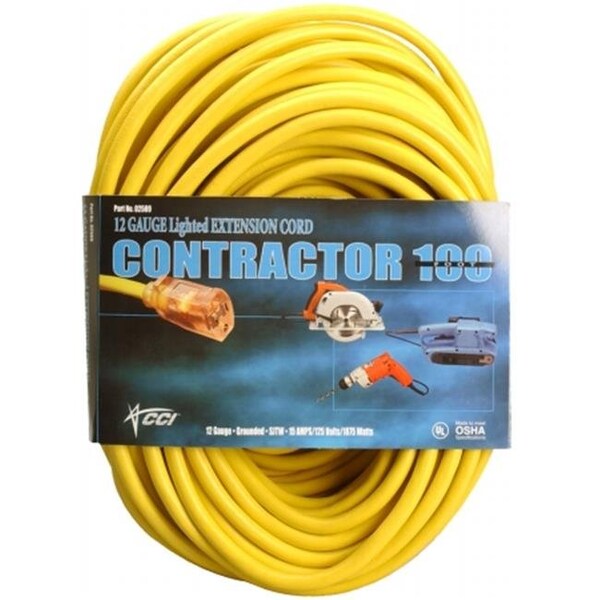 Coleman Cable Coleman Cable 02589 100 ft. 12/3 Yellow Extension Cord 2589 |  Zoro