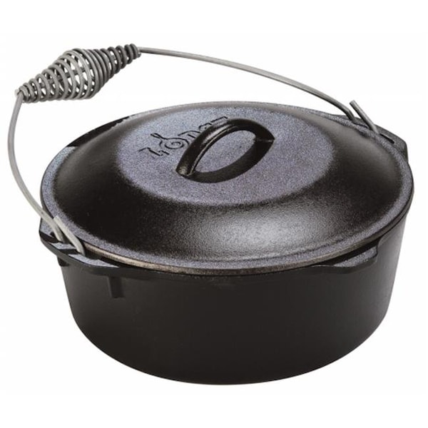 Lodge L8DO3 Dutch Oven with Spiral Bail Handle and Iron Cover