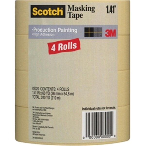 3M 202036ECP 36 mm x 55 m Production Painting Masking Tape 4PK 