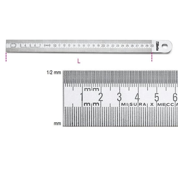 16 Graduated Ruller Beta Beta Tools USA 016830030 1683 300 mm. Stainless Steel Semi-Rigid ...