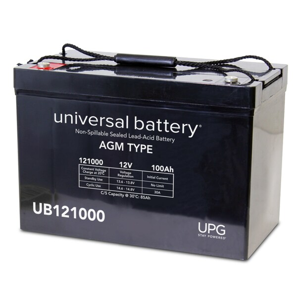 thumbnail image 2 of UPG UB121000 12V 100Ah AGM Sealed Lead Acid Battery – Group 27 – For Alarm, UPS, Scooters 2 of 5