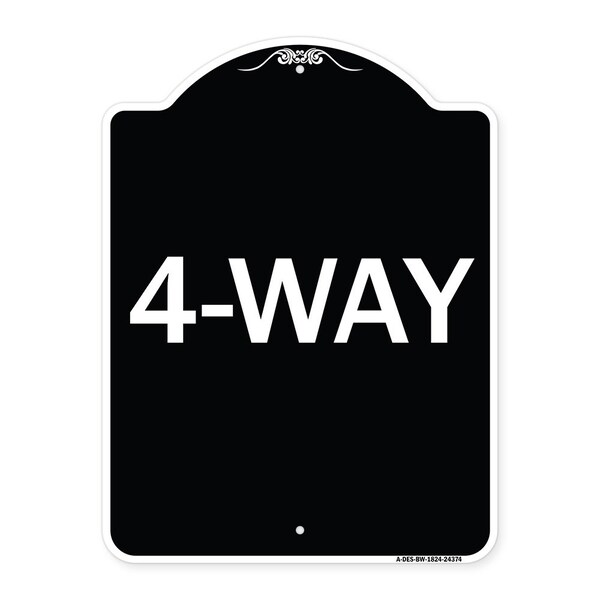 Signmission Designer Series Sign-4-Way, Black & White Heavy-Gauge ...