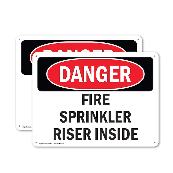 Signmission Fire Sprinkler Riser Inside Danger Sign, Plastic, 18in W x ...