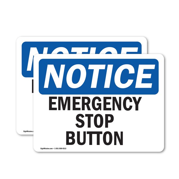 Signmission Emergency Stop Button, 10 in W x Rectangle, Vinyl Decal OS ...