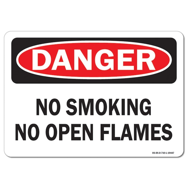 Signmission OSHA Danger Decal, No Smoking No Open Flames, 7in X 5in ...