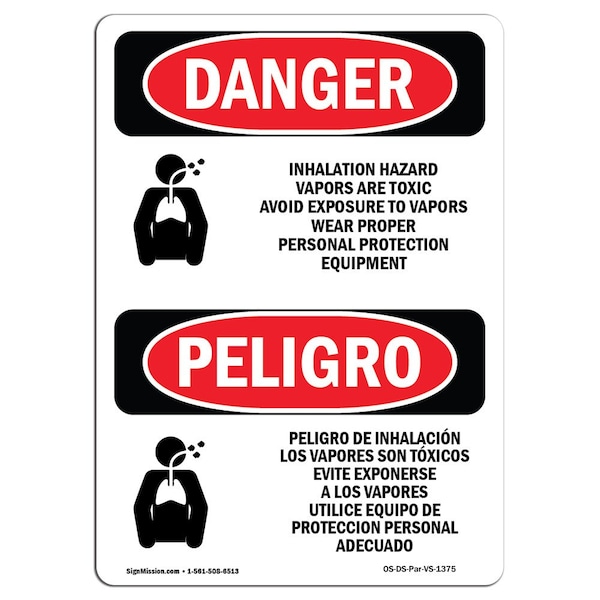 Inhilation Sign Signmission Safety Sign, OSHA, 18