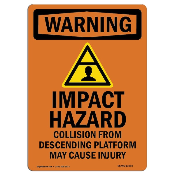 Signmission OSHA WARNING Sign, Impact Hazard Collision W/ Symbol, 14in ...