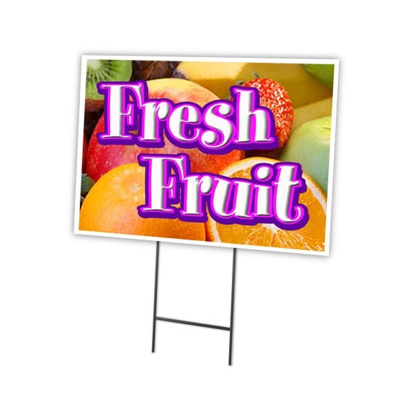 Signmission Fresh Fruit Yard Sign & Stake outdoor plastic coroplast ...
