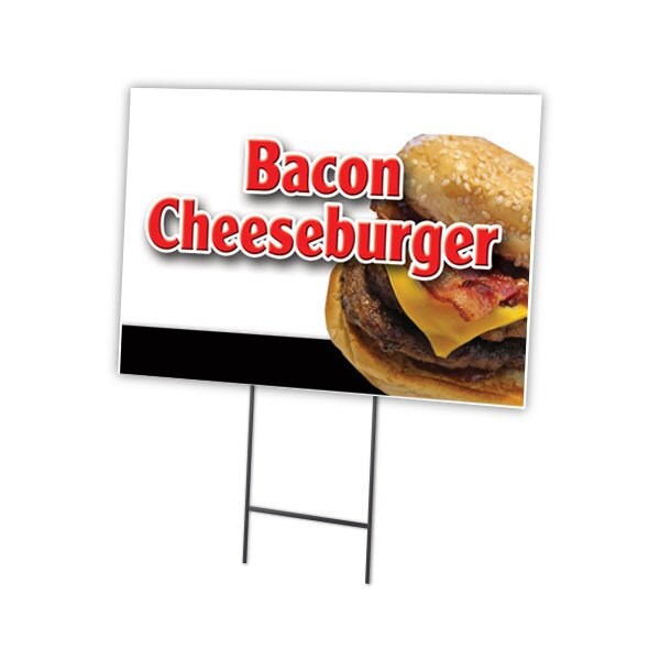 Signmission Bacon Cheeseburger Yard Sign & Stake outdoor plastic ...