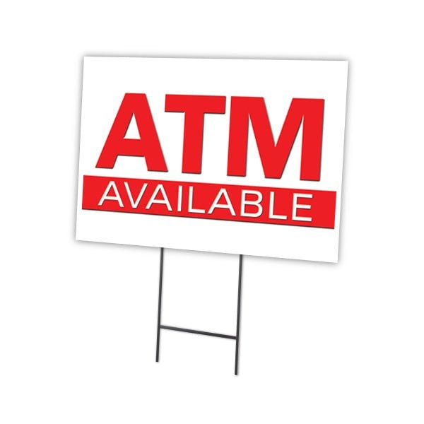 Signmission Atm Yard Sign & Stake outdoor plastic coroplast window, C ...