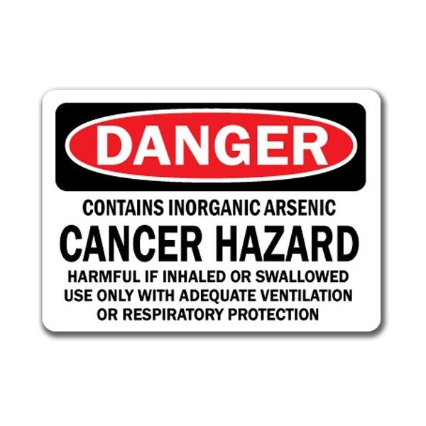 Signmission Safety Sign, 14 in Height, Plastic, Inorganic Arsenic DS ...