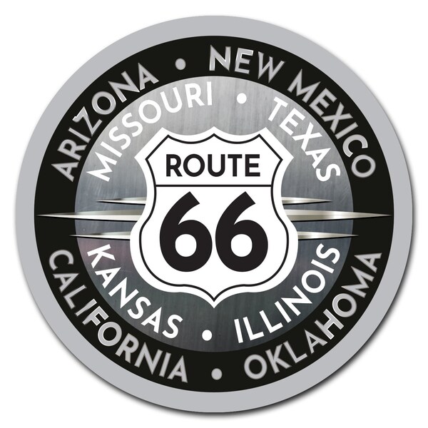 thumbnail image 2 of Round Route 66 Sticker Decal - America's Highway Historic Route 66 - Vinyl Glossy 2 of 5