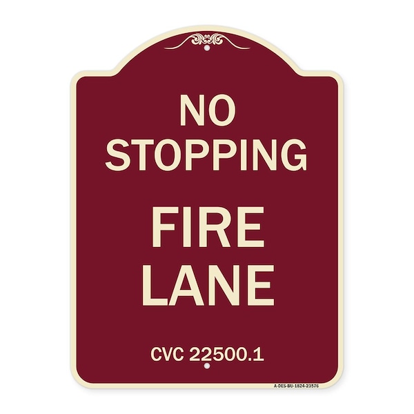 Signmission No Stopping Fire Lane Refer to CVC 22500.1 Heavy-Gauge ...