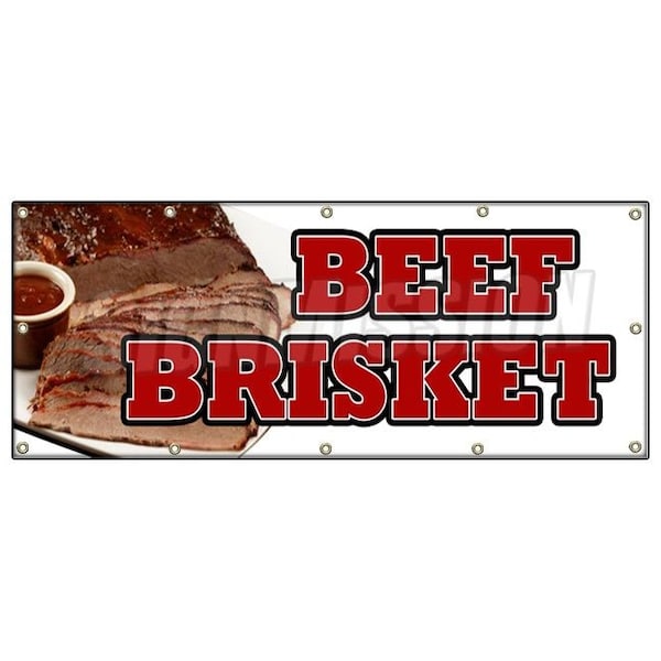 Signmission BEEF BRISKET BANNER SIGN slow cooked bar b que texas smoked ...