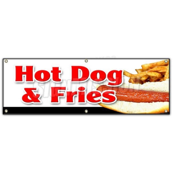 Signmission HOT DOG & FRIES COMBO BANNER SIGN all beef french franks ...