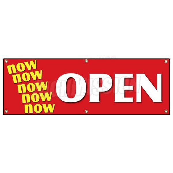 Signmission NOW OPEN BANNER SIGN grand opening new store for business ...