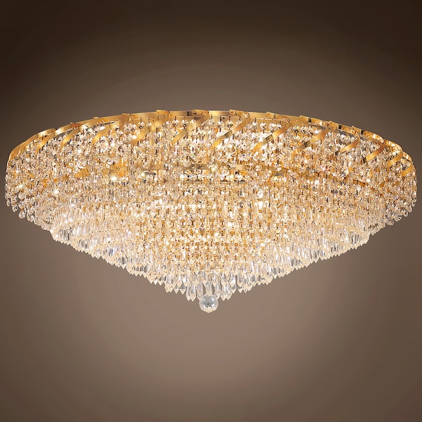 Joshua Marshal Regal Design 28 Light 36 Gold Flush Mount w/Clear ...